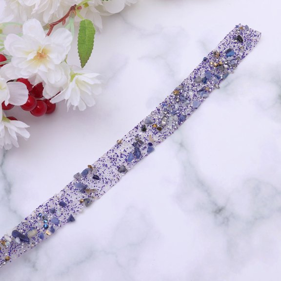 WEUVEB Purple Rhinestone and Beaded Applique Ribbon for Wedding Dress Sash and Fashion Accessories