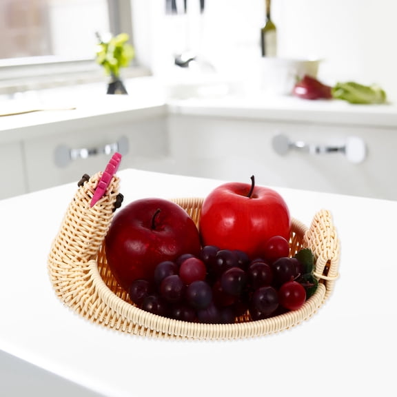 WEUVEB Easter Rattan Storage Basket in Beige Animal Shape, Perfect for Fruits, Candies, and Holiday Decorations