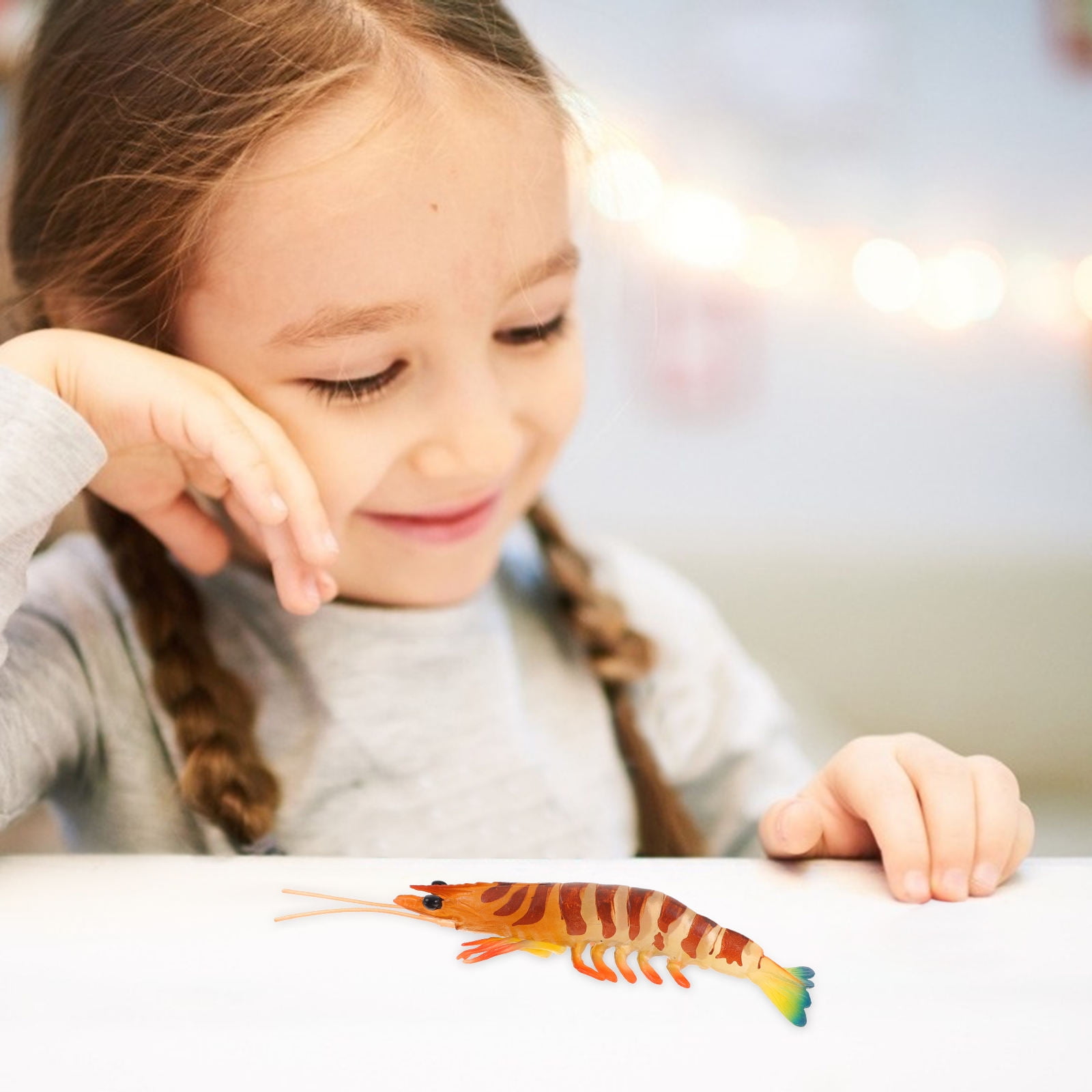 WEUVEB Artificial Cooked Shrimp Model Shrimp Figure Model Orange ...