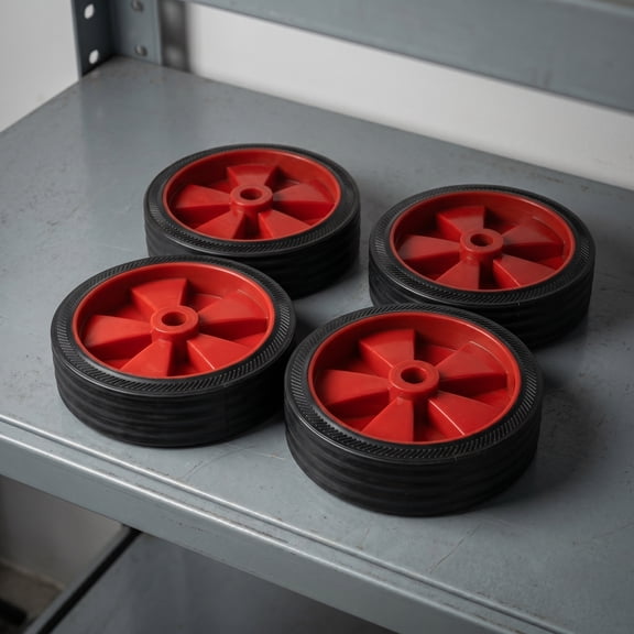WEUVEB 4 Pcs Red Plastic Air Compressor Replacement Wheels, Quiet Stable Rolling Casters for Portable Air Compressor Repair