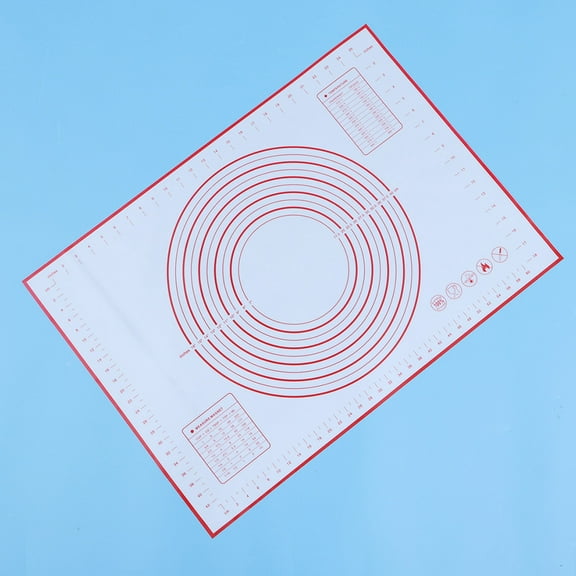 WEUVEB Red Silicone Dough Rolling Mat for Kitchen Use with Measurements NonStick Baking Tool 23.6 x 15.7 Inches