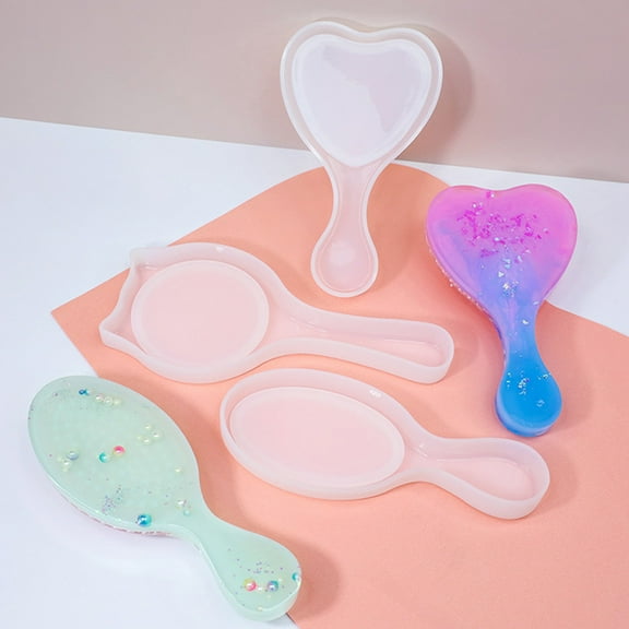 WEUVEB 1Set DIY Silicone Comb Mold Kit for Keychain Making Reusable Flexible Non Stick Craft Mold