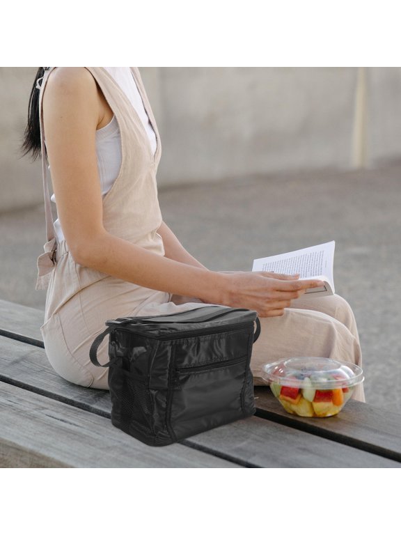 Reusable Insulated Bag Black 420D Oxford Cloth for Hot and Cold Items