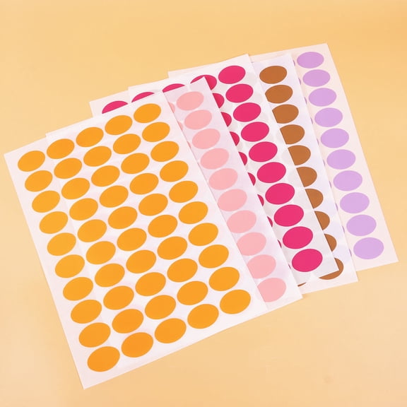 WEUVEB Round Color Coding Labels Dots Adhesive for Home Office Users 10 Sheets in Orange Purple Pink Rose Red Brown