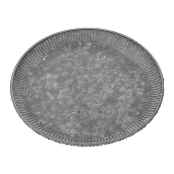 WEUVEB Round Galvanized Metal Serving Tray with Elegant Wave Edge for Decorative and Functional Use