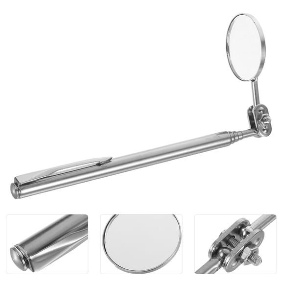 WEUVEB Round Telescoping Inspection Mirror Silver 1Pcs 19.1In