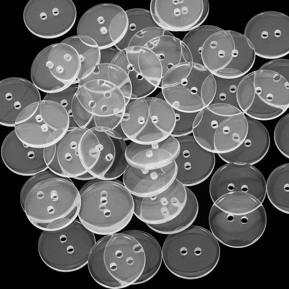 WEUVEB Round Sewing Buttons Bulk Clear Resin 50Pcs Functional Fastening Garments