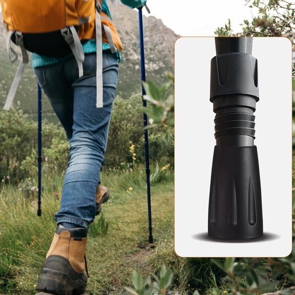 WEUVEB 16Pcs Black Walking Canes Tips Protector for Shock Absorption and Durable Use