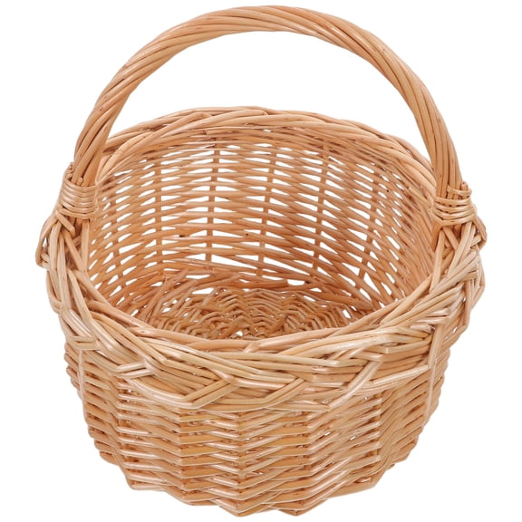 WEUVEB Natural Willow Woven Basket for Picnic Storage and Rustic Flower Display Brown