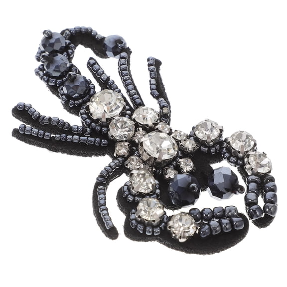 WEUVEB Unique Scorpion Iron on Patches Black Dazzling Rhinestones for Apparel