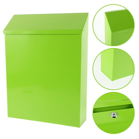 WEUVEB Light Green Iron Wall Mailbox with Lock for Secure Letter and Message Storage