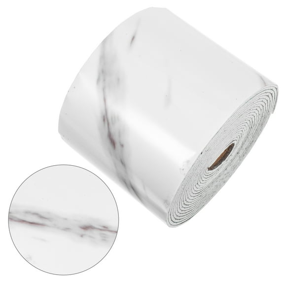 WEUVEB Self-Adhesive White PVC Skirting Line Trim 1 Set for Kitchen Counters Bathroom Edge Decor