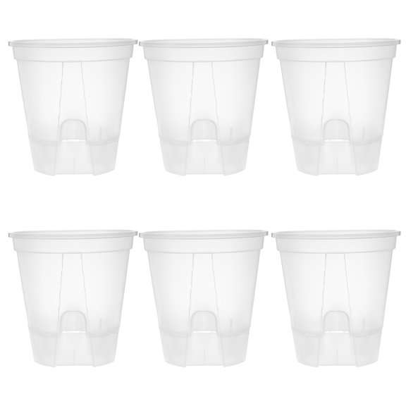 WEUVEB Set of 6 Clear Transparent Self-Watering Indoor Plant Pots Made from PP Plastic for Gardening