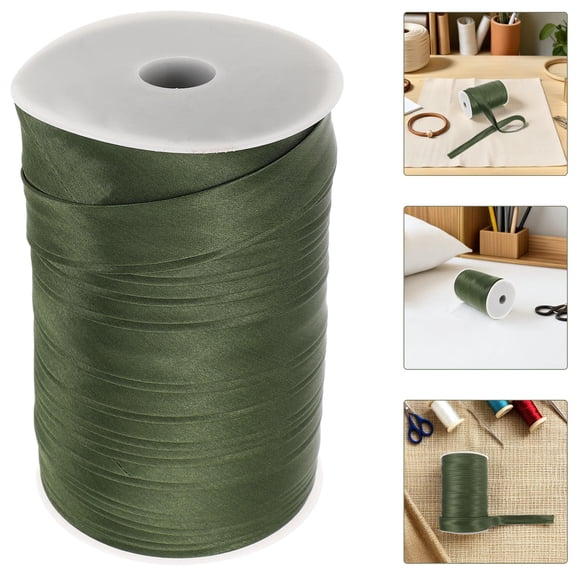 WEUVEB Sewing Bias Tape Green Satin Ribbon for Craft Projects Durable Wrinkle Resistant Binding Tape