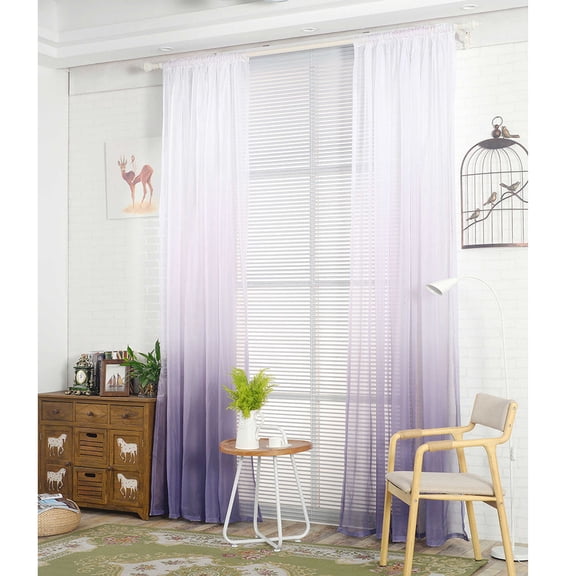 WEUVEB Sheer Valance Curtain Purple Window Sheers Room Decor 78.7In X 39.4In 1Pcs