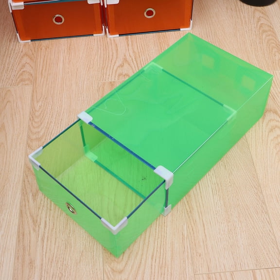 WEUVEB Shoe Containers Stackable Plastic Storage Box for Wardrobe 10Pcs 12.18X7.86X4.32in Multicolor