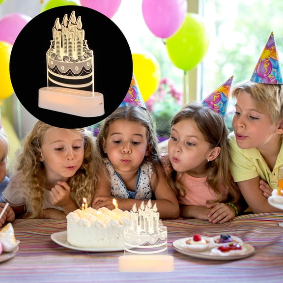 WEUVEB White LED Birthday Cake Decoration Light Up Ornament for Party Celebration and Festive Atmosphere