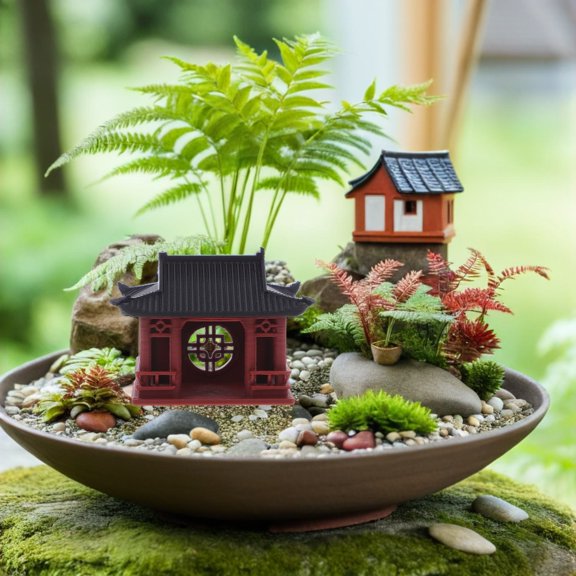 WEUVEB Small Decorative Chinese Pavilion Sculpture for Aquarium Fairy Accessories and Garden