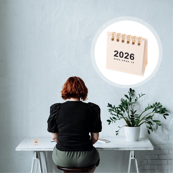 WEUVEB 2026 Small Desk Calendar in Beige - Daily Planner for Office Time Management and Scheduling Organization