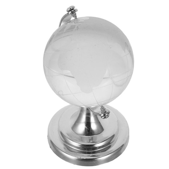 WEUVEB Small Transparent Glass Desktop Globe with Stand Round Earth Map Decoration