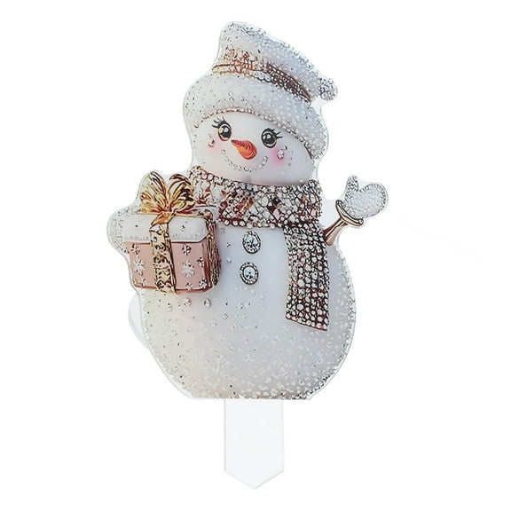 WEUVEB Snowman Garden Stake Set Acrylic Outdoor Decorative Lawn Ornament Winter Holiday Yard Decor