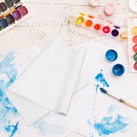 WEUVEB Soft White Painting Paper Roll Compatible with Watercolor Oil Paint for Art and Sketching