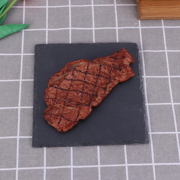 WEUVEB Square Dark Grey Stone Plate for Pizza Sushi Cake and Fruit Storage with Natural Texture