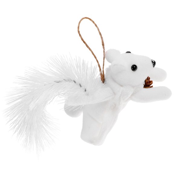 WEUVEB White Foam Squirrel Hanging Ornament, 1 Set Animal Party Favor and Decoration for Home, Tree, Window, Room Decor Supplies