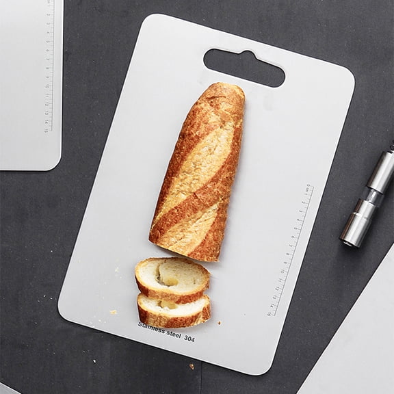 WEUVEB Stainless Steel Bake Board Reversible Chopping Block for Kitchen Use with Handle Silver 18 x 12 inches