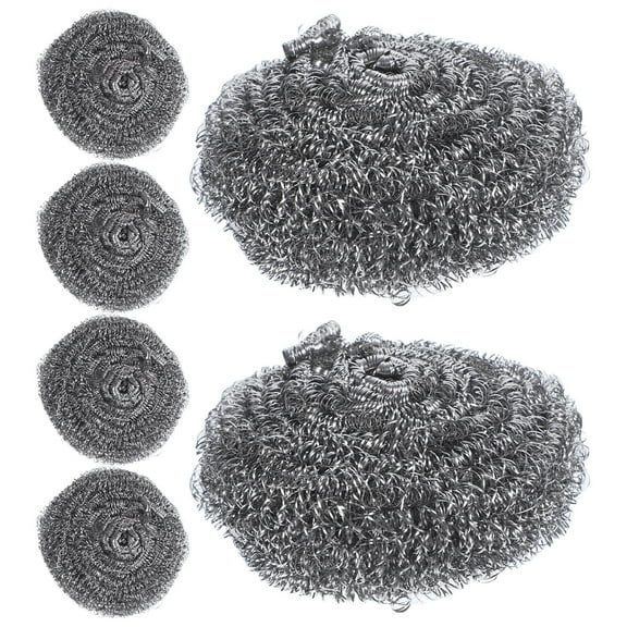 WEUVEB Comfort Grip Stainless Steel Pan Scrubber Silver for Kitchen Cleaning 6Pcs