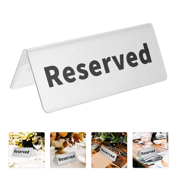 WEUVEB Stainless Steel Reserved Sign for Daily Use Silver Table Card Wedding Accessory 4.5 x 2.5 Inches
