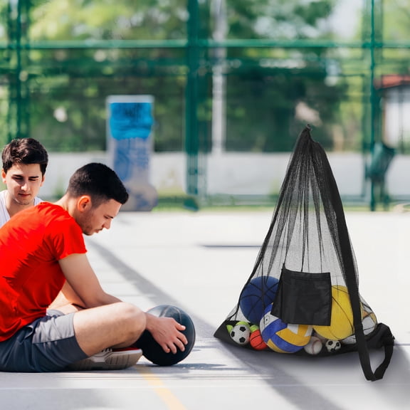 WEUVEB Basketball Bag with Mesh Black Secure Storage Sports Equipment 1Pack