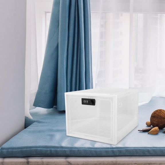 WEUVEB Transparent Lockable Medicine Box Acrylic Portable Storage Case for Travel Home Office Use