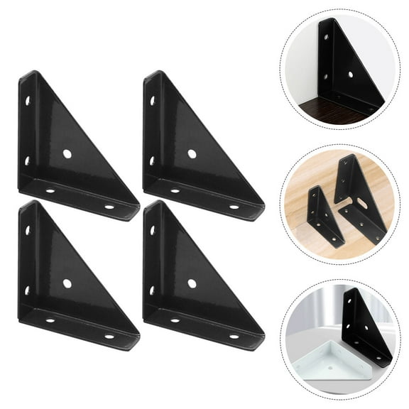 WEUVEB Triangle Support Frame Angle Fasten Connector Corner Braces 4Pcs 3.6X2.6X0.8In Iron Black
