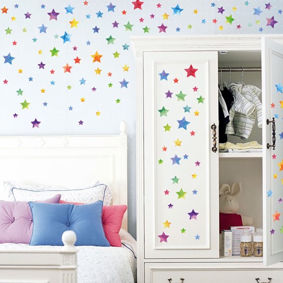 WEUVEB Wall Decal For Girls Room Assorted Color Star Shape 1Set