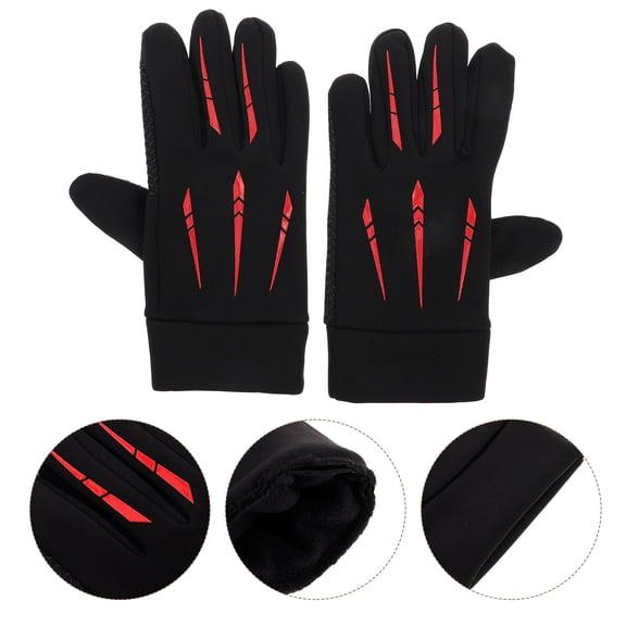 WEUVEB Red Polyester Waterproof Windproof Motorcycle Gloves Touchscreen Compatible