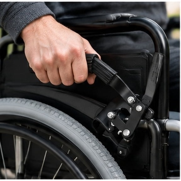 WEUVEB Wheelchair Brakes Replacement Black Steel ABS Hand Operated Lever with Anti Rollback for All Season Use