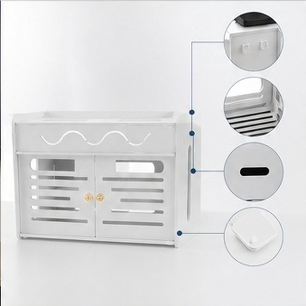 WEUVEB White 3 Layer Plastic Router Storage Hider with Ventilation ...