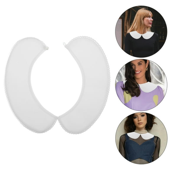WEUVEB White Lace Embroidered False Collar Cotton Detachable Blouse Accessory for Autumn Winter