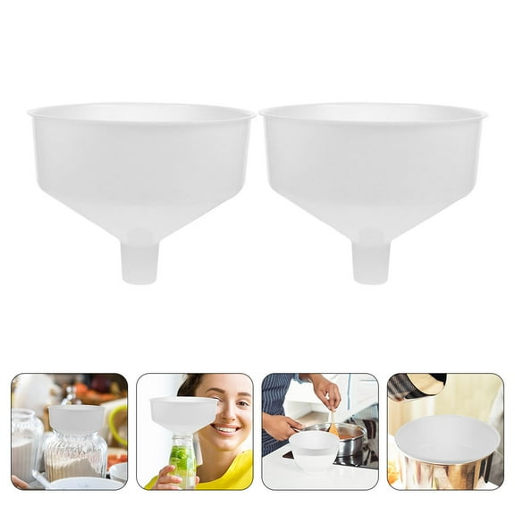 WEUVEB Wide Mouth Funnels for Bottles Perfect for Oil Vinegar Liquids Made of Plastic White Color Fits Various Containers