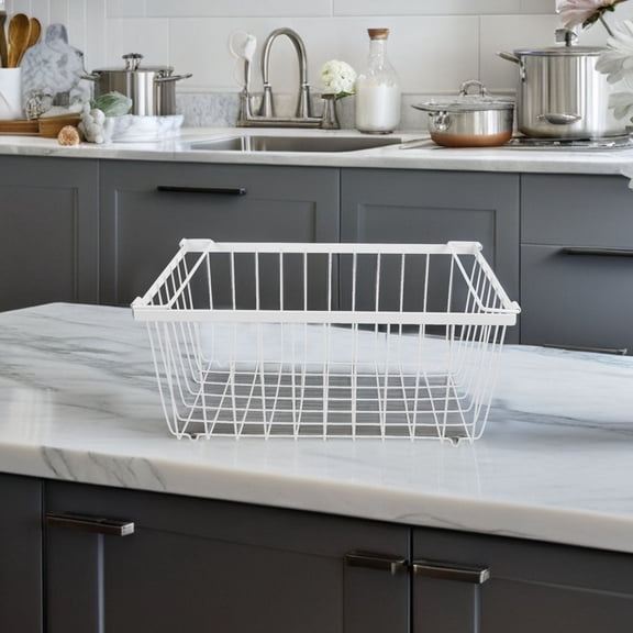 WEUVEB Wire Baskets For Organizing: White Storage Bins For Households 1Pack