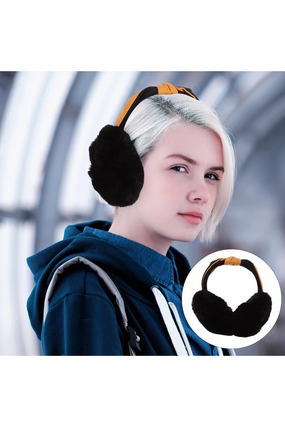Black Winter Ear Muffs with Plush Design Ideal for Snow Tubing and Ice Skating