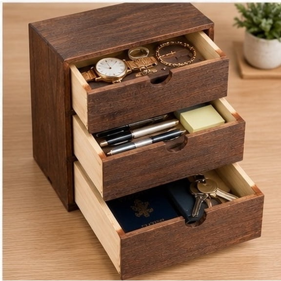 WEUVEB Wood Multi Layer Storage Drawer with Smooth Vintage Wood Grain for Home Use