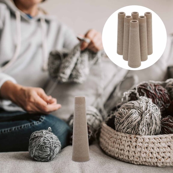 WEUVEB Yarn Spools 6Pcs Yarn Winder Tubes Light Brown Cylindrical Diy Knitting Tool for Home Crafting