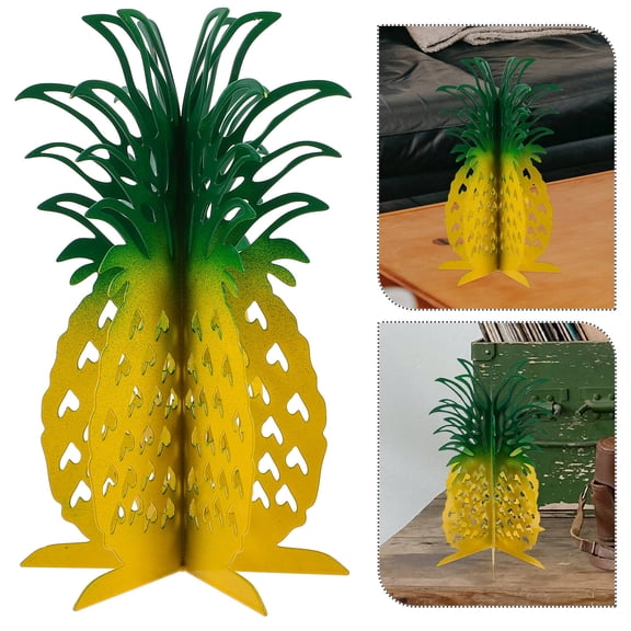 WEUVEB Yellow Pineapple Decoration Iron Figurine with Stable Base for Desktop Display