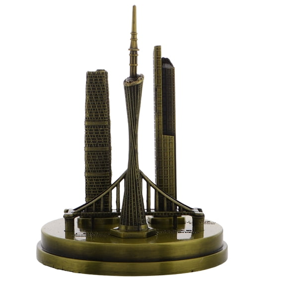 WEUVEB Guangzhou Tower Alloy Model Figurine Dark Brown Decorative Collectible Souvenir Home Decor 1 Piece
