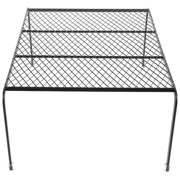 WEUVEB Black Metal Kitchen Organizer Shelf with Ventilated Grid for Dry Spice Storage and Countertop Organization Solution