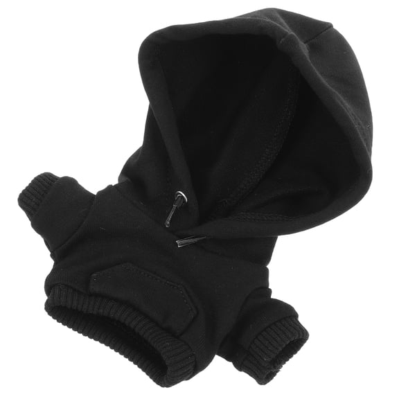 WEUVEB Doll Hoodie Multiscene Application Warmth Black Cotton Fabric for Doll Clothes 1 Piece