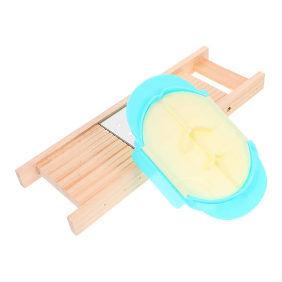 WEUVEB Manual Vegetable Slicer with Wood Handle and Stainless Steel Blades for Potatoes, Carrots, Cucumbers, and More