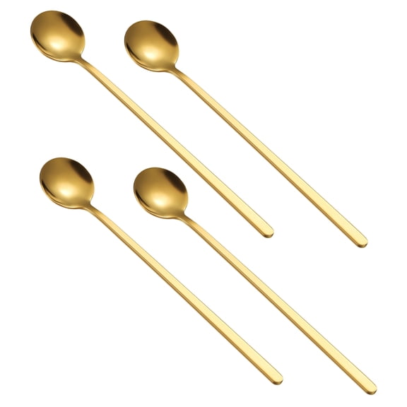 WEUVEB gold teaspoons spoon stainless steel mixing for tea time 4pcs